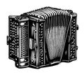 German accordion music sketch hand drawn sketch Vector illustration