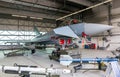 German Air Force Eurofighter Typhoon parked in an aircraft shelter at Laage Air Base. Germany - August 23, 2014 Royalty Free Stock Photo