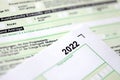 German annual income tax return declaration form for 2022 year close up. The concept of tax reporting in Germany