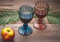 German apple schnapps in shot glasses Royalty Free Stock Photo