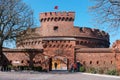 The German architecture of the Rossgarten gate, the amber Museum in Kaliningrad, a fortress of red bricks