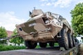 German armoured military vehicles from Bundeswehr, stands on a train waggon Royalty Free Stock Photo