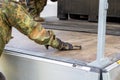 Army soldier lashed cargo with lashing material