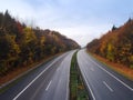 German autobahn in the autumn