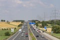 german autobahn traffic on the a5 highway near frankfurt direction Kassel Royalty Free Stock Photo