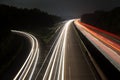 German autobahn traffic lights at night