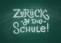 German Back to School text drawing by white chalk on Green Chalkboard. Education vector illustration banner. Translation: Welcome Royalty Free Stock Photo