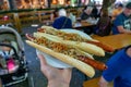 german bavarian hot dog in viktualienmarkt munich with sauerkraut street food