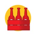 german beer bottles in a crate. Vector illustration decorative design