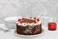 German Black Forest Cake in serving setting