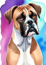 German boxer watercolor portrait painting illustrated dog puppy isolated