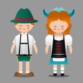 German boy and girl with national costume character vector design