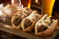 German bratwursts and sauerkraut with beer Royalty Free Stock Photo