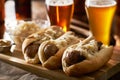 German bratwursts and sauerkraut with beer Royalty Free Stock Photo