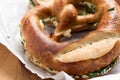 German Brezel pretzel with chives and butter