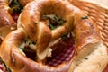 German Brezel pretzel with chives and butter Royalty Free Stock Photo