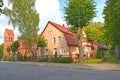 A German-built residential building 1910 and a fragment of the building of the church of the suburb of Ponart. Marshal Novikov S Royalty Free Stock Photo