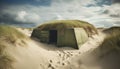 Dune setting by the coast of Denmark in the summer with lyme grass in the sand Royalty Free Stock Photo