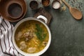 German Cabbage Soup Kohlsuppe, with cereals and vegetables Royalty Free Stock Photo