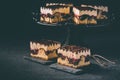 German cake Donauwelle Danube waves - vanilla and chocolate sponge cake with sour cherries, vanilla buttercream and chocolate Royalty Free Stock Photo