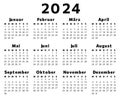 GERMAN calendar for 2024. Printable, editable vector illustration for Germany