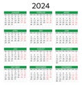 GERMAN calendar for 2024. Printable, editable vector illustration for Germany