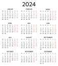 2024 german calendar. Printable, editable vector illustration for Germany. 12 months year kalender