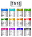 2019 German calendar with stickers