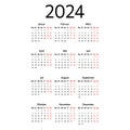 German calendar for 2024. Week starts on Monday.