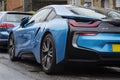 German car maker BMW i8 hybrid electric sports car. 2 Royalty Free Stock Photo