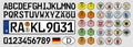 German car plate, letters, numbers and symbols, germany Royalty Free Stock Photo