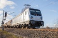 German cargo train drives on tracks