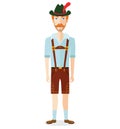 German cartoon oktoberfest man in traditional costume flat vector illustration isolated on white Royalty Free Stock Photo