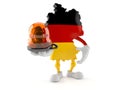 German character holding emergency siren