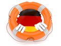 German character inside life buoy