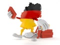 German character with trowel and bricks