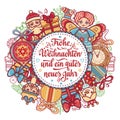 German Christmas and New year. Christmas in different languages. English translation: Happy Christmas and happy New Year Royalty Free Stock Photo