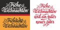 German Christmas and New year. Christmas in different languages. English translation: Happy Christmas and happy New Year Royalty Free Stock Photo