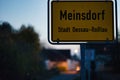 A german city entrance sign from "Meinsdorf"