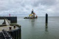 German coast guard ship leaving the harbor in Cuxhaven for a patrol