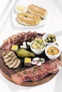 German cold cuts tapas snack platter with meats and bread Royalty Free Stock Photo