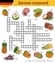 German crossword, education game for children about fruits