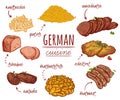 German cuisine. Collection of delicious food. Isolated elements.