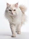 German curly white cat on white background generative AI Royalty Free Stock Photo