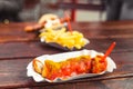 curry wurst sausage with french fries, street food concept Royalty Free Stock Photo