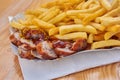 German Currywurst with french fries Royalty Free Stock Photo