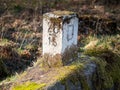 German Czech republic border stone graved in the bigger stone