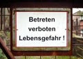 German danger, do not enter signboard Royalty Free Stock Photo
