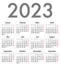 German Deutsch Calendar grid for 2023. MF