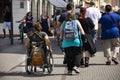 German Disabled people and foreign travelers walking visit at Heidelberg old town in Germany